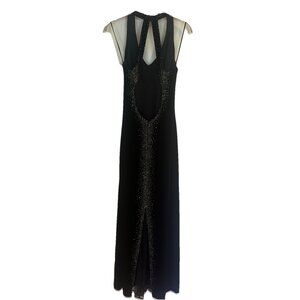 VTG Y2K Dave Johnny Dress Womens 13/14 Black Velvet Beaded Sexy Back Whimsigoth